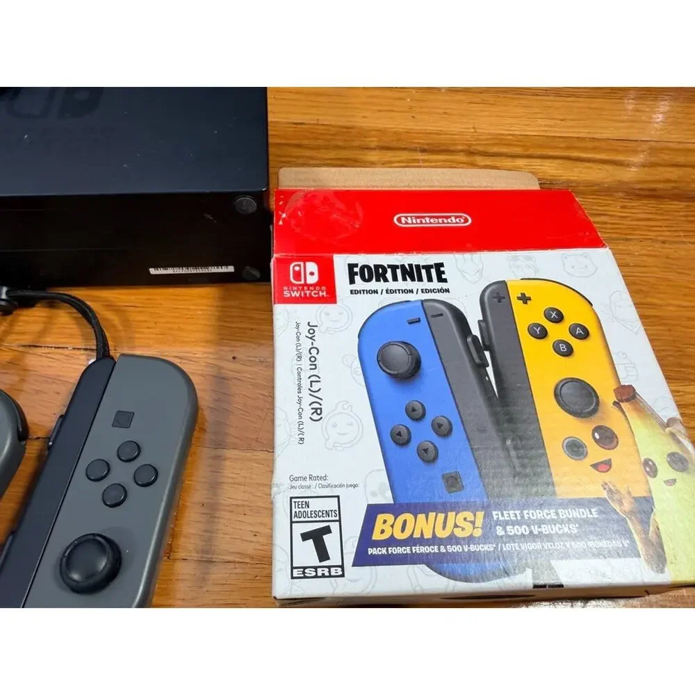 Nintendo Switch Console Bundle with Dock + Extra Joy-Cons + Fortnite Joy-Con Box